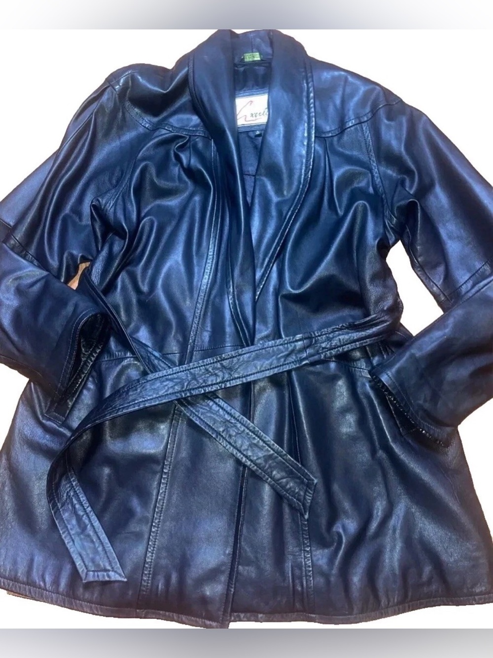 EXCELLED Leather JACKET Unisex Size M Black With Belt